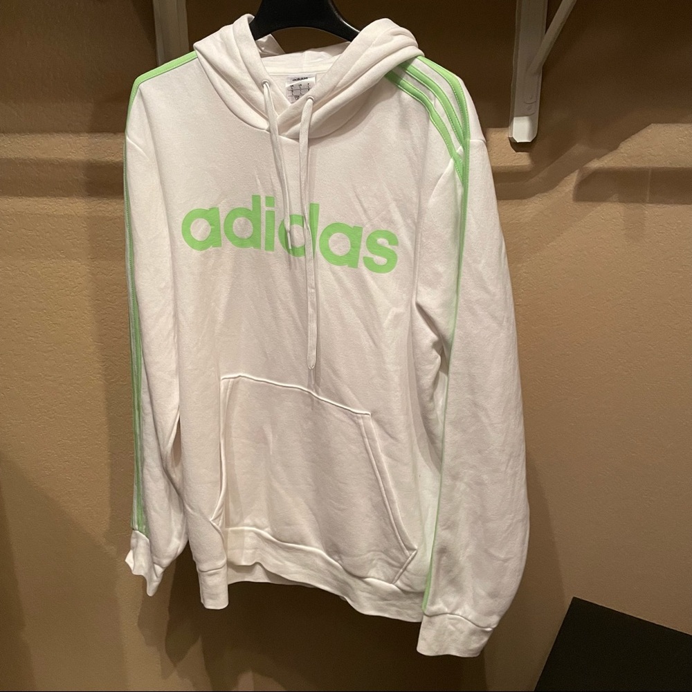 Adidas green white hoodie sweater
